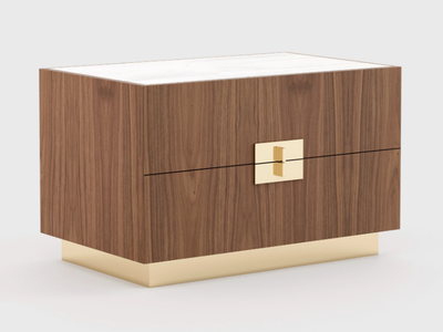 LADY - Rectangular wooden bedside table with drawers _ Laskasas
