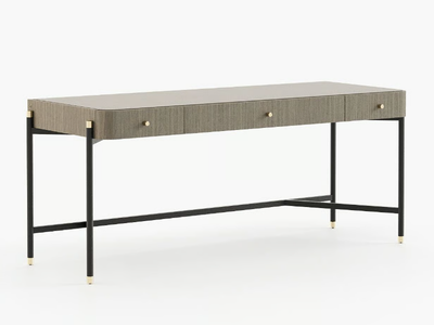 ROSIE - Rectangular wooden desk with leather-covered top _ Laskasas