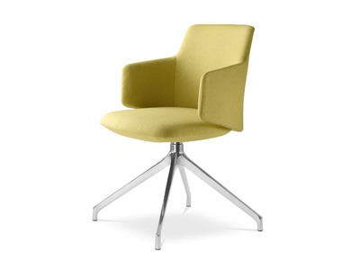 MELODY MEETING 360 F70-N6 - Trestle-based leather training chair with armrests _ LD Seating
