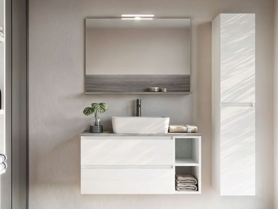 CUBIK 06 - Wall-mounted wooden vanity unit with drawers _ LEGNOBAGNO