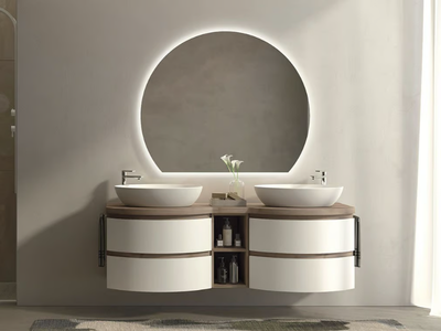 FREEDOM FC08 - Double wooden vanity unit with mirror _ LEGNOBAGNO