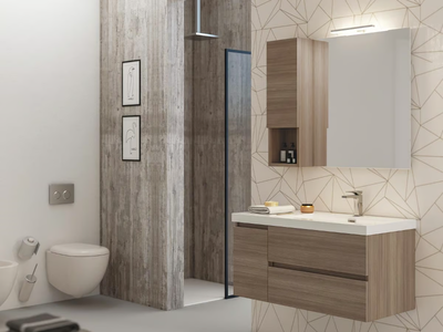 LINE 02 - Wall-mounted vanity unit with doors with drawers _ LEGNOBAGNO