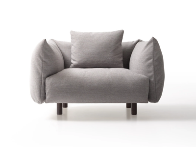 SOFFIO - Recycled fabric armchair with armrests _ Lema