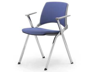 KEY OK - Chrome plated steel and fabric chair with armrests _ Leyform