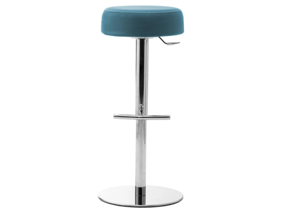 PUNTO - High swivel leather and chrome steel stool with footrest _ Leyform