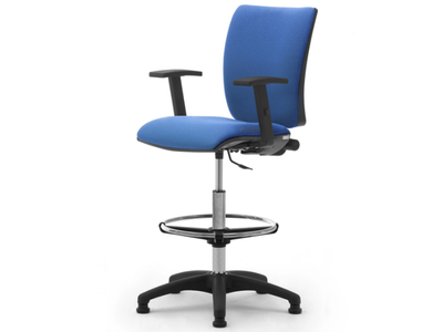 SPRINT - Height-adjustable fabric office stool with Armrests with 5-Spoke base _ Leyform