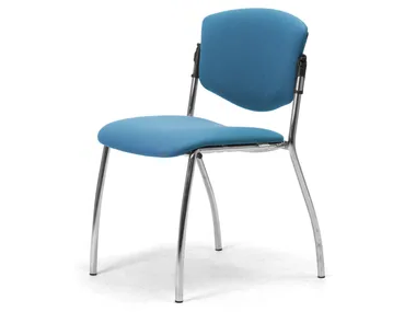 VALERIA - Chromed steel and fabric chair with linking device _ Leyform