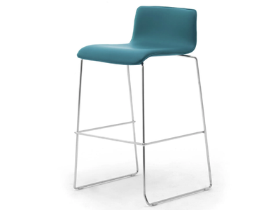 ZEROSEDICI - High sled base steel and leather stool _ Leyform