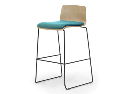 ZEROSEDICI WOOD - High sled base multi-layer wood and steel stool _ Leyform