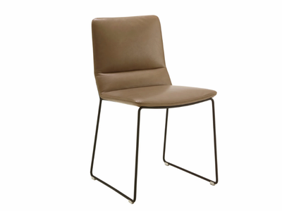 BENDCHAIR - Sled base upholstered leather chair with removable cover _ Ligne Roset