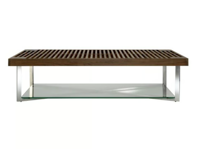 PONTON - Low rectangular walnut coffee table _ Ligne Roset