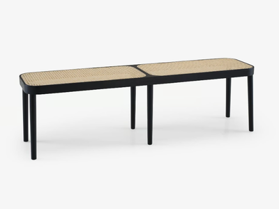 TAMBOUR - Wood and rattan bench _ Ligne Roset
