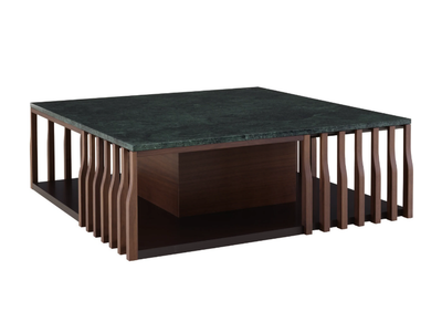 UTOPIA - Square solid wood and marble coffee table _ Ligne Roset