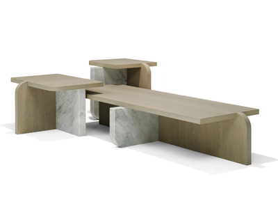 OFFSET - Low rectangular wood veneer coffee table _ Linteloo