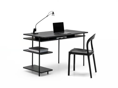 AERO D - Rectangular wooden writing desk with bookcase _ Living Divani