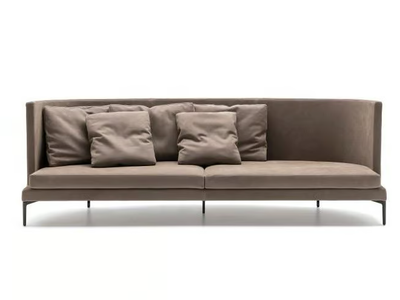 CLAN - Curved leather sofa _ Living Divani