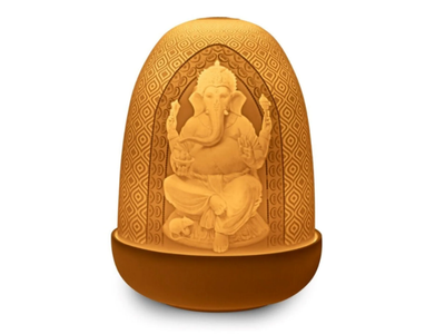 LORD GANESHA AND GODDESS LAKSHMI DOME - Rechargeable porcelain table lamp _ Lladró