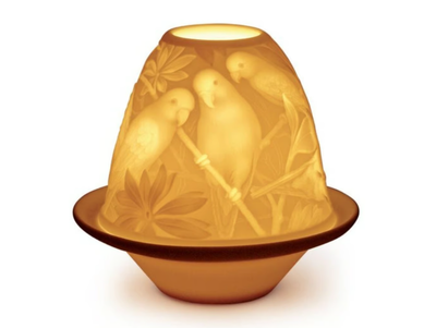 PARROTS WITH PLATE - Cordless porcelain table lamp _ Lladró