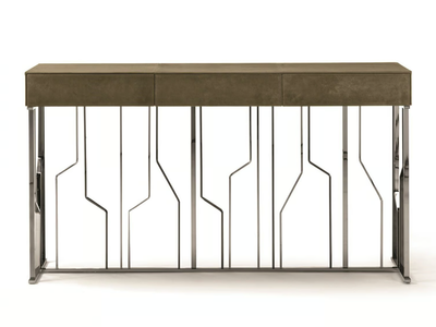 GINZA EVO - Rectangular leather console table with drawers _ Longhi