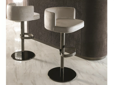 KELLY - Swivel leather stool with footrest _ Longhi