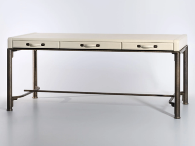ERMETE - Rectangular leather writing desk with drawers _ Lorenzo Tondelli
