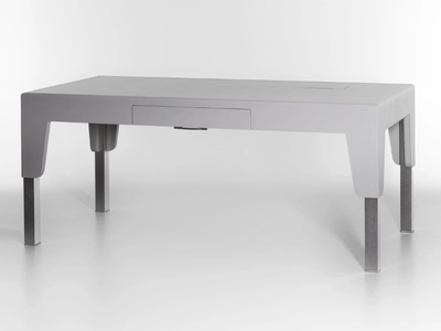 PICO - Rectangular leather writing desk with drawers _ Lorenzo Tondelli