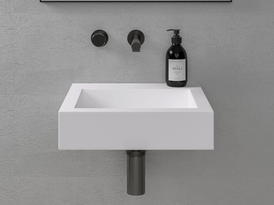 AURA - Wall-mounted rectangular Resin Stone washbasin _ LUSSO
