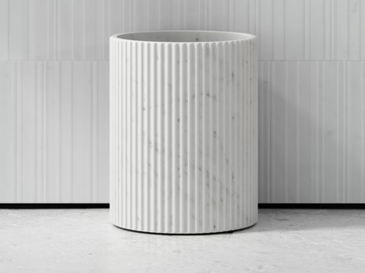 BIJOUX - Carrara marble bathroom waste bin _ LUSSO