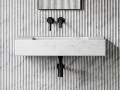 CAPRI - Wall-mounted rectangular Carrara marble washbasin _ LUSSO