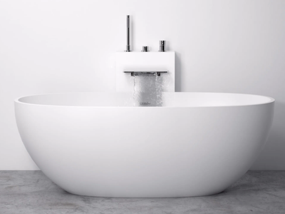 CASCATA - External Resin Stone bathtub set with diverter _ LUSSO