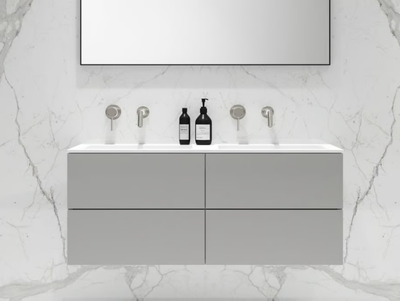CELARE - Double wall-mounted wooden vanity unit with drawers _ LUSSO
