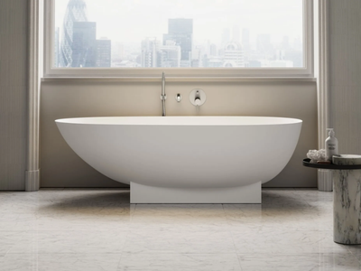 COCOON - Asymmetric oval Resin Stone bathtub _ LUSSO