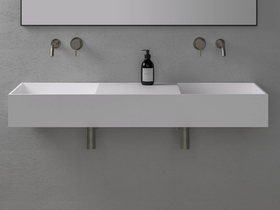 COTTI - Wall-mounted double rectangular Resin Stone washbasin _ LUSSO
