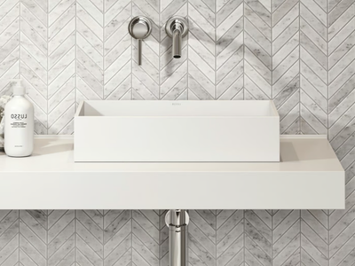 CUBE - Countertop rectangular Resin Stone washbasin _ LUSSO