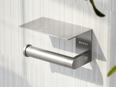 DEKA - Stainless steel toilet roll holder with shelf _ LUSSO