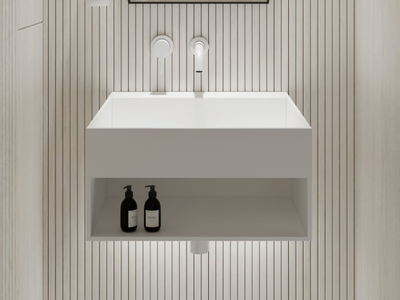 ETHOS - Wall-mounted rectangular Resin Stone washbasin _ LUSSO