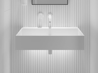 ETHOS - Wall-mounted rectangular Resin Stone washbasin _ LUSSO