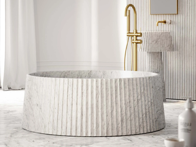 LAMP - Round Carrara marble bathtub _ LUSSO