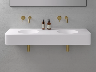 LANOSA - Wall-mounted double Resin Stone washbasin _ LUSSO