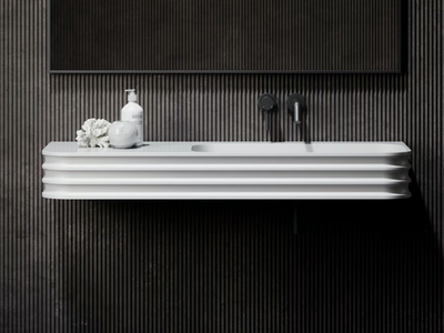 MADDOX - Wall-mounted single rectangular Resin Stone washbasin _ LUSSO