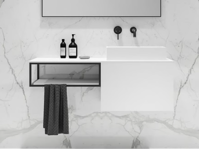 MODUS - Wall-mounted wooden vanity unit with drawers _ LUSSO