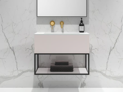 MODUS - Wall-mounted wooden vanity unit with integrated washbasin _ LUSSO