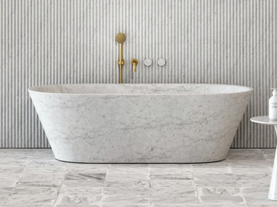 MUSE - Freestanding oval Carrara marble bathtub _ LUSSO