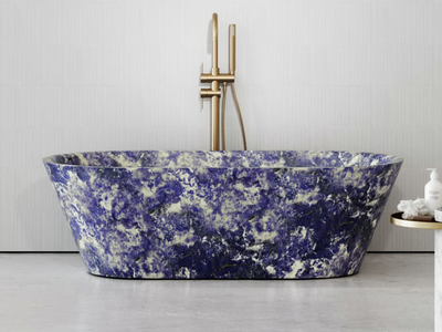 MUSE - Freestanding oval Sodalite bathtub _ LUSSO