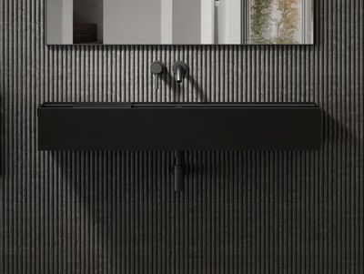NERA - Wall-mounted single rectangular Resin Stone washbasin _ LUSSO
