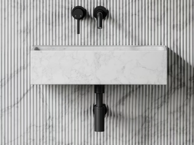QUADRA - Rectangular single Carrara marble washbasin _ LUSSO