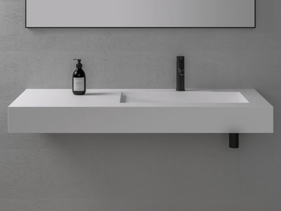 SLOPE - Wall-mounted single rectangular Resin Stone washbasin _ LUSSO