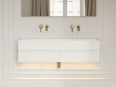 THINN - Double Resin Stone vanity unit with integrated washbasin _ LUSSO