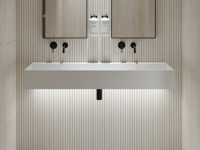 THINN - Wall-mounted double Resin Stone washbasin _ LUSSO