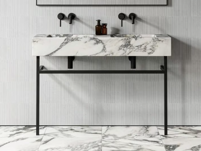 VERNANTE - Double Arabescato marble console sink _ LUSSO